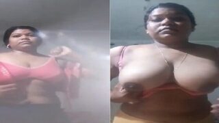 Indian Big Boobs Wife Removing Blouse Bra
